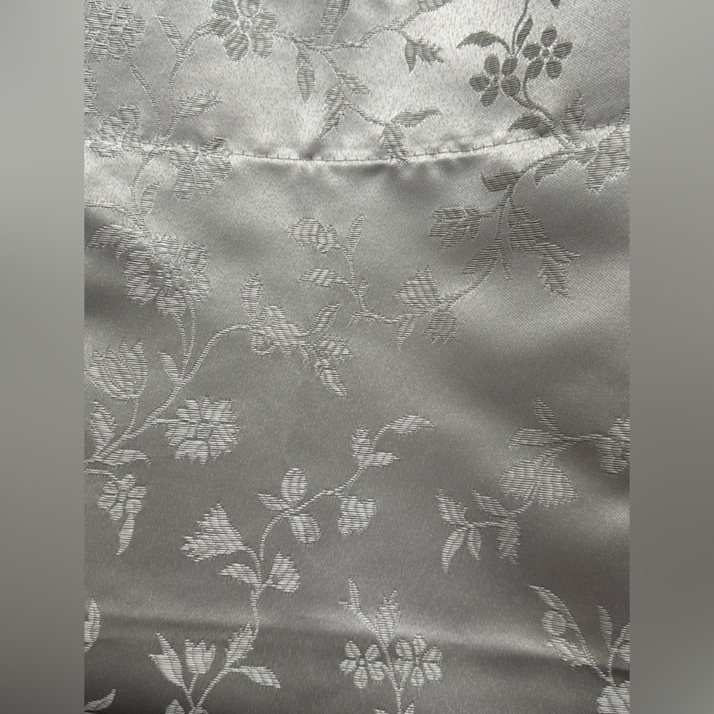 Pair of IKEA LISABRITT floral Drapes in Grayish tan 57” x 98” with tie backs